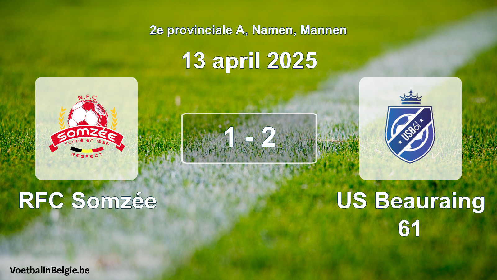 Gespeelde wedstrijd mannenvoetbal: RFC Somzée - US Beauraing 61 1 - 2 (13 april 2025)