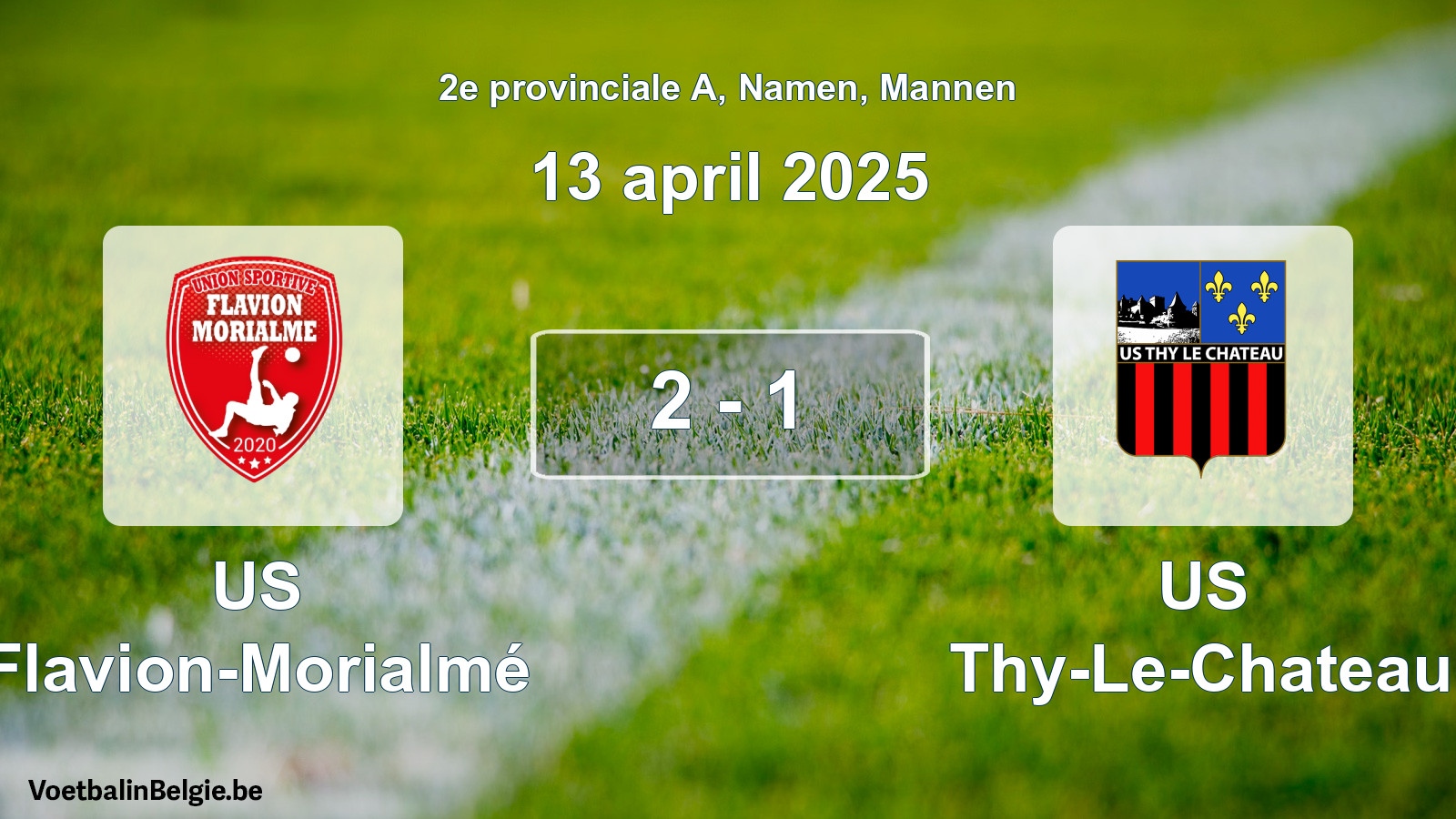 Gespeelde wedstrijd mannenvoetbal: US Flavion-Morialmé - US Thy-Le-Chateau 2 - 1 (13 april 2025)