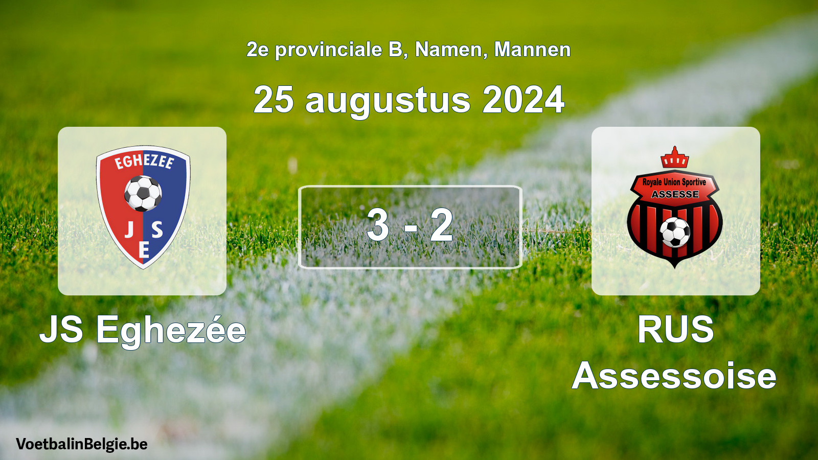 Gespeelde wedstrijd mannenvoetbal: JS Eghezée - RUS Assessoise 3 - 2 (25 augustus 2024)