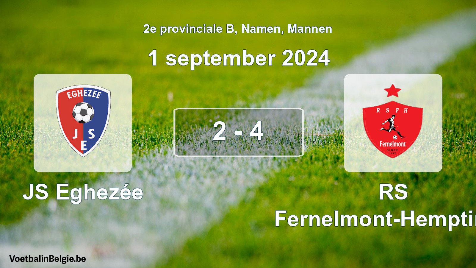 Gespeelde wedstrijd mannenvoetbal: JS Eghezée - RS Fernelmont-Hemptinne 2 - 4 (1 september 2024)