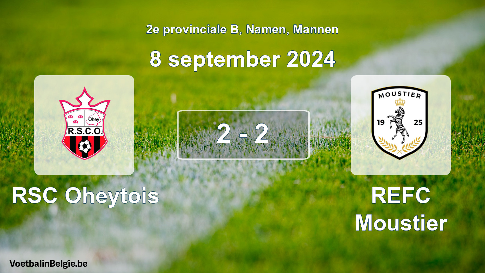Gespeelde wedstrijd mannenvoetbal: RSC Oheytois - REFC Moustier 2 - 2 (8 september 2024)