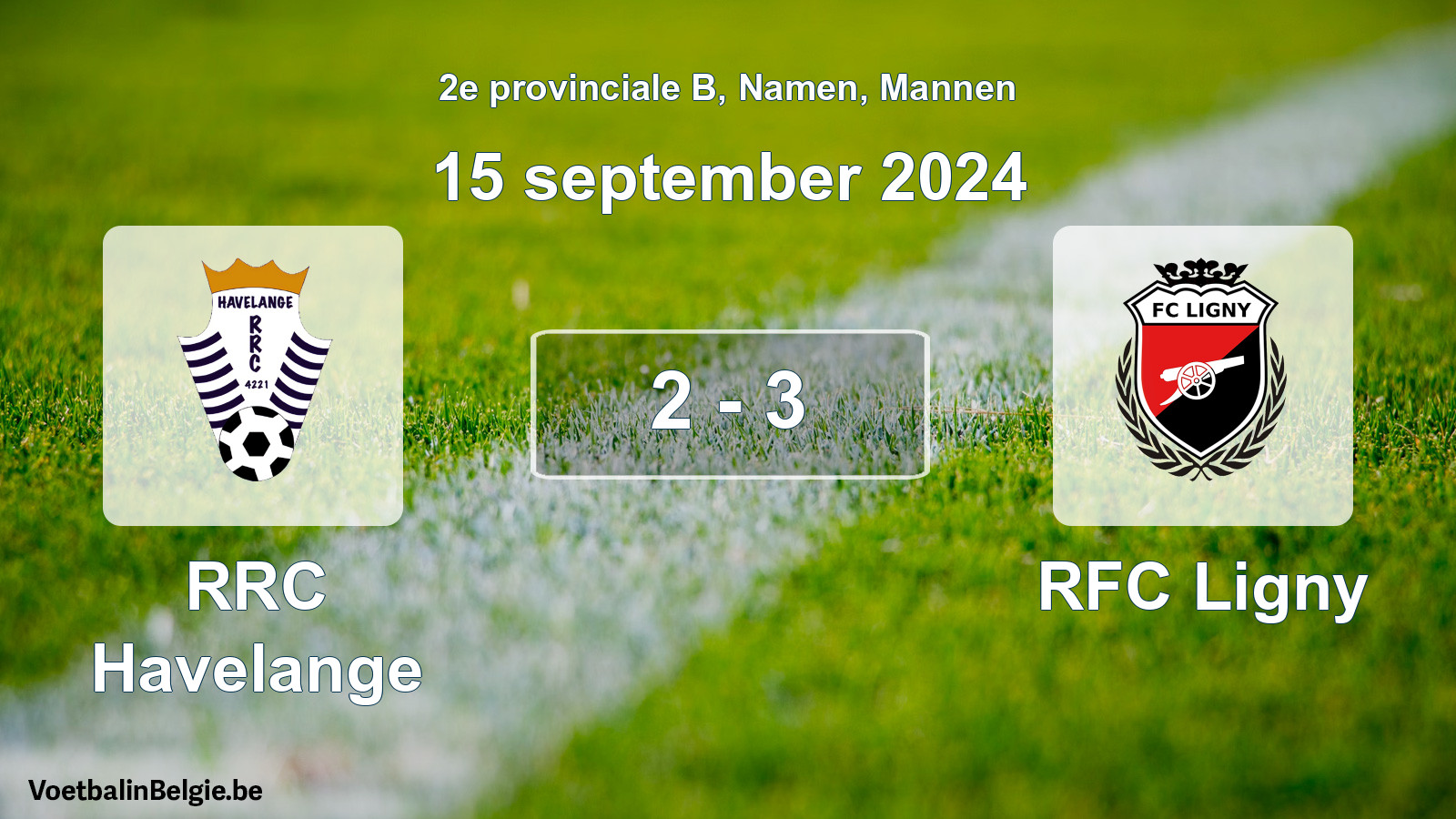 Gespeelde wedstrijd mannenvoetbal: RRC Havelange - RFC Ligny 2 - 3 (15 september 2024)