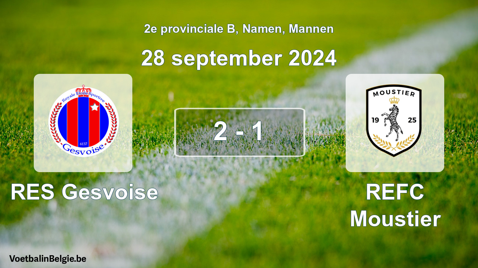 Gespeelde wedstrijd mannenvoetbal: RES Gesvoise - REFC Moustier 2 - 1 (28 september 2024)