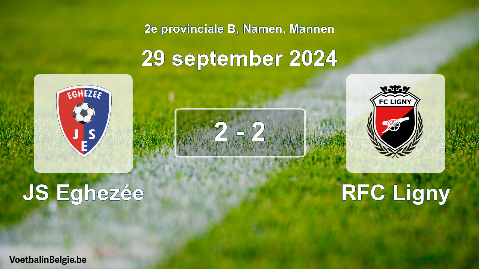 Gespeelde wedstrijd mannenvoetbal: JS Eghezée - RFC Ligny 2 - 2 (29 september 2024)
