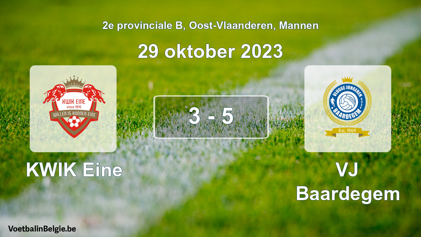 Gespeelde wedstrijd mannenvoetbal: KWIK Eine - VJ Baardegem 3 - 5 (29 oktober 2023)