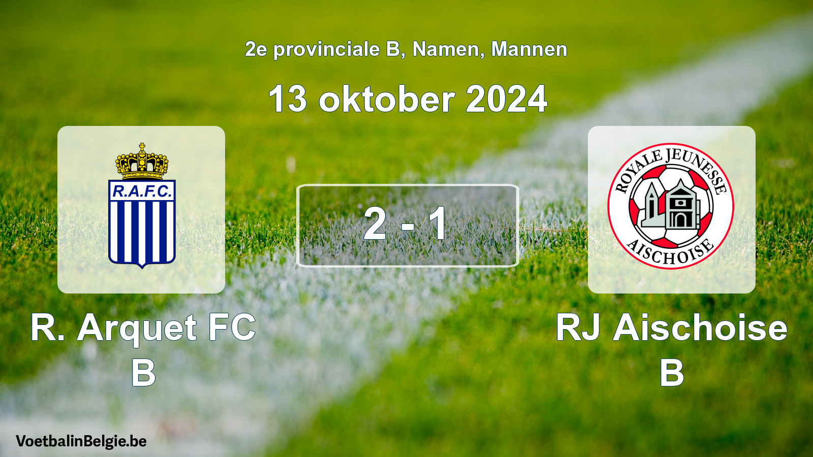 Gespeelde wedstrijd mannenvoetbal: R. Arquet FC B - RJ Aischoise B 2 - 1 (13 oktober 2024)