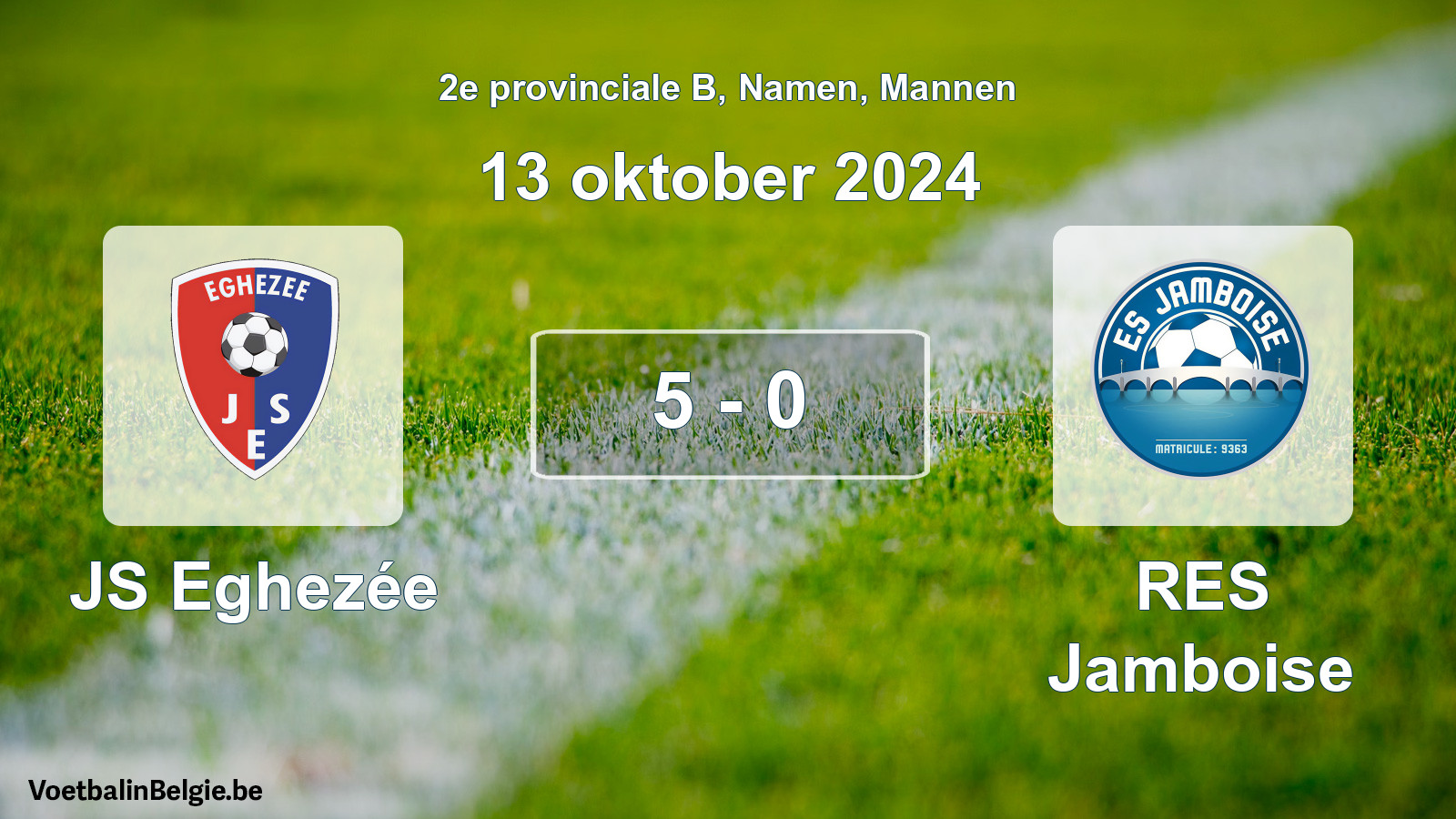 Gespeelde wedstrijd mannenvoetbal: JS Eghezée - RES Jamboise 5 - 0 (13 oktober 2024)