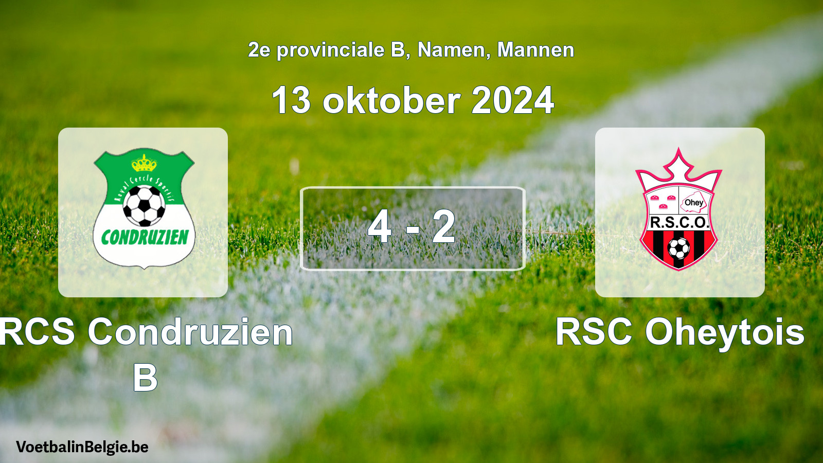 Gespeelde wedstrijd mannenvoetbal: RCS Condruzien B - RSC Oheytois 4 - 2 (13 oktober 2024)