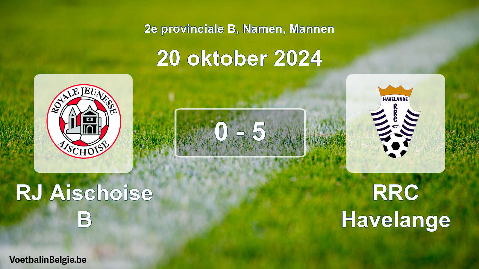 Gespeelde wedstrijd mannenvoetbal: RJ Aischoise B - RRC Havelange 0 - 5 (20 oktober 2024)