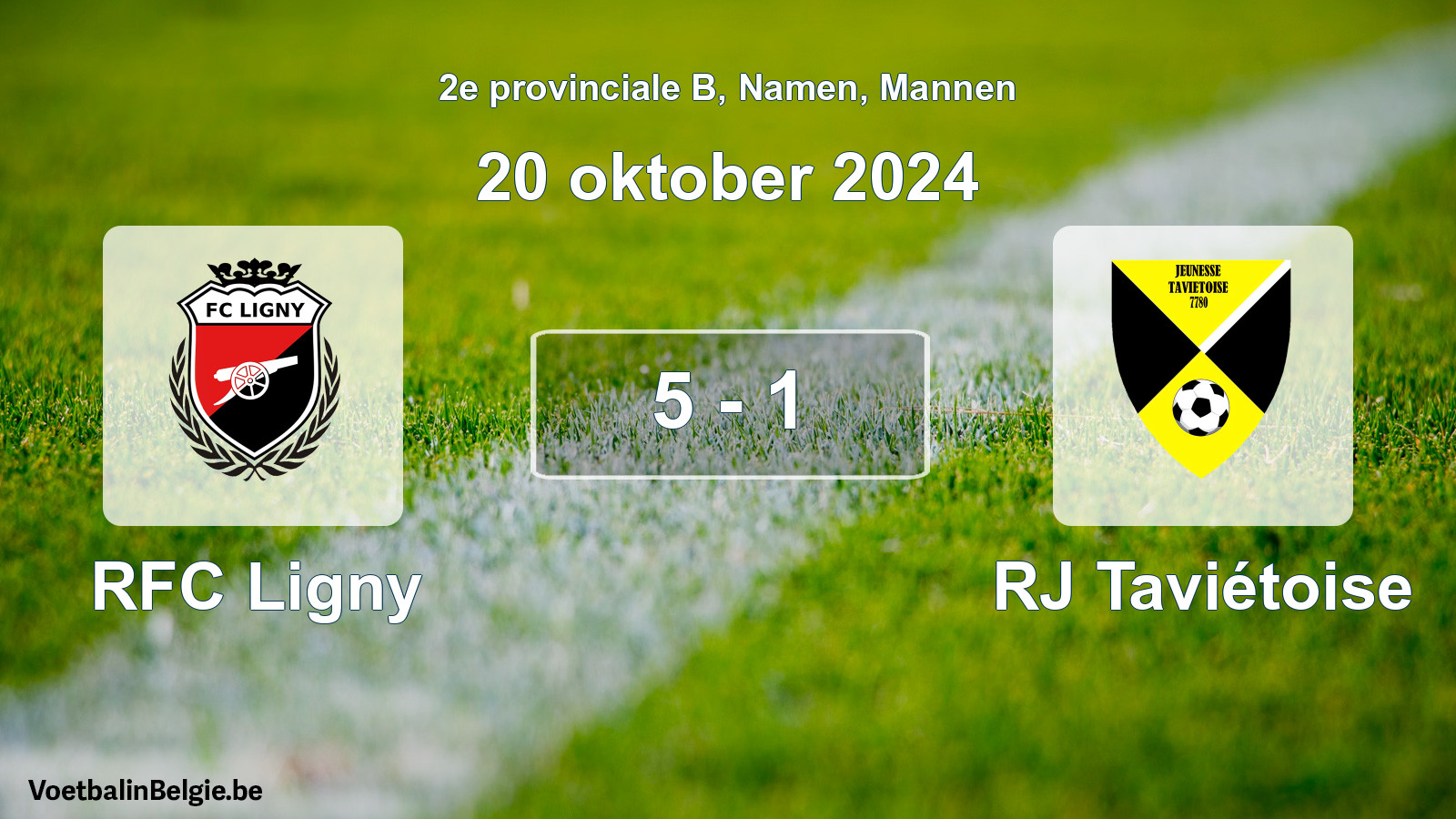 Gespeelde wedstrijd mannenvoetbal: RFC Ligny - RJ Taviétoise 5 - 1 (20 oktober 2024)