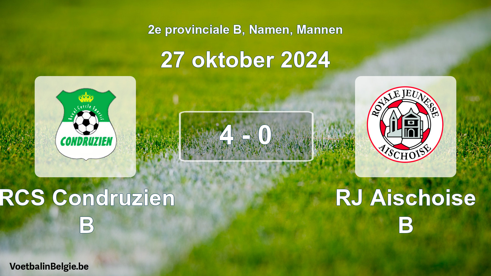 Gespeelde wedstrijd mannenvoetbal: RCS Condruzien B - RJ Aischoise B 4 - 0 (27 oktober 2024)
