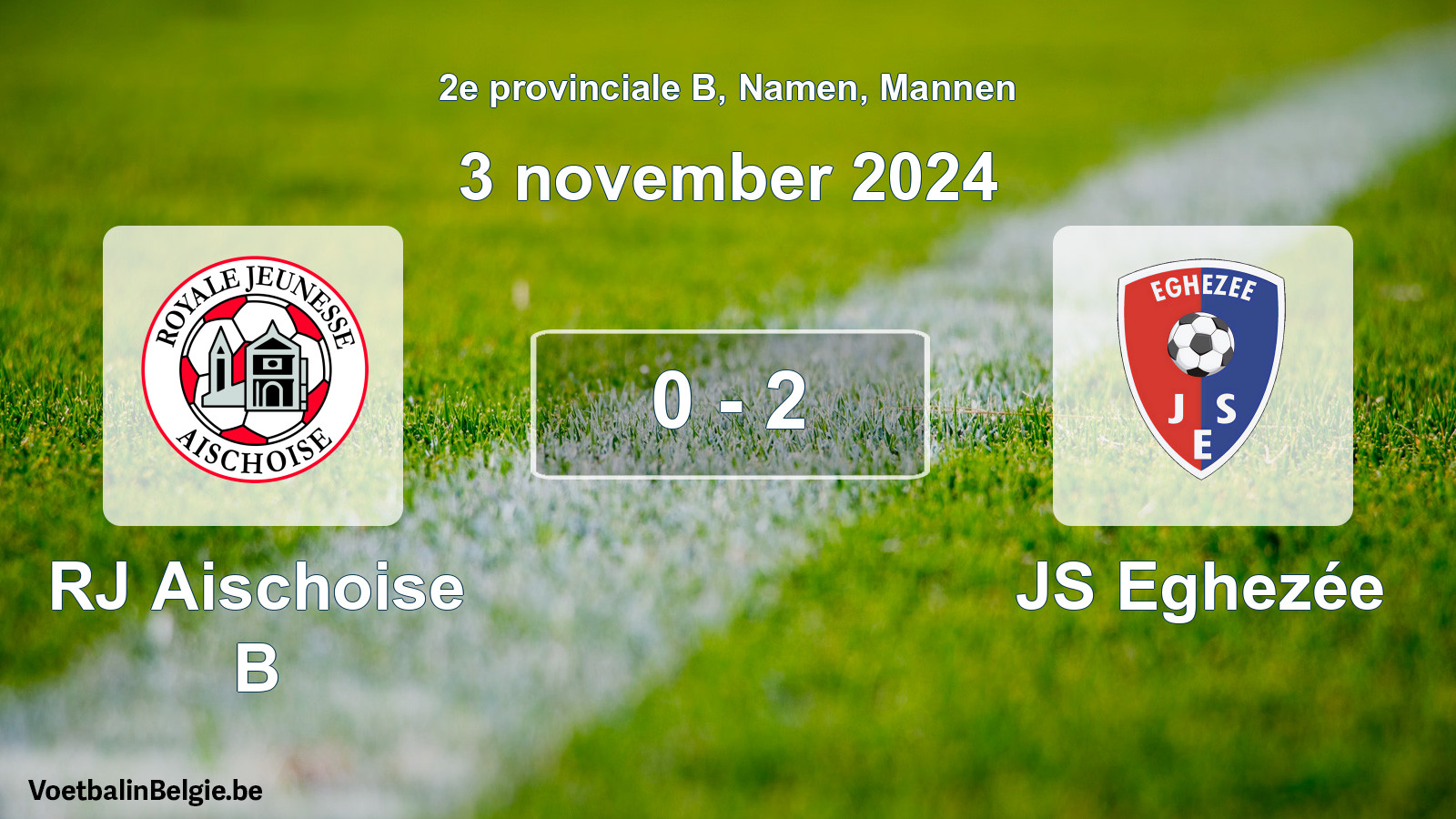 Gespeelde wedstrijd mannenvoetbal: RJ Aischoise B - JS Eghezée 0 - 2 (3 november 2024)