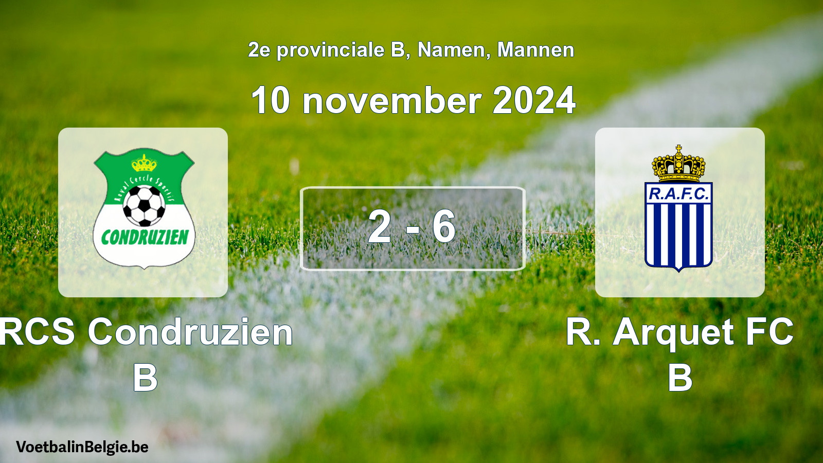Gespeelde wedstrijd mannenvoetbal: RCS Condruzien B - R. Arquet FC B 2 - 6 (10 november 2024)