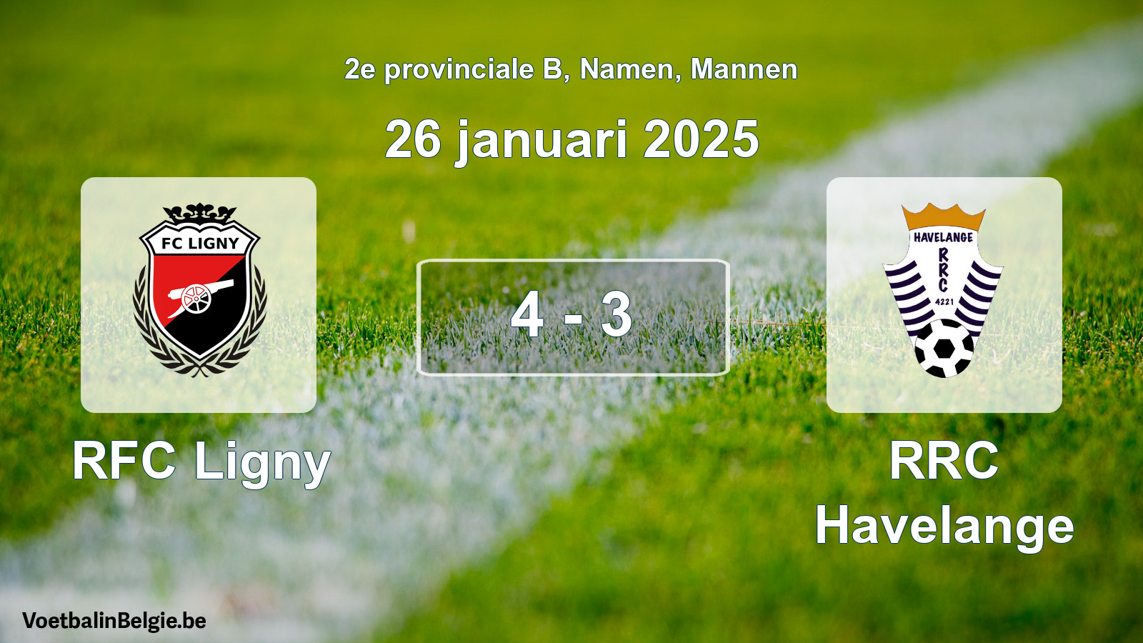 Gespeelde wedstrijd mannenvoetbal: RFC Ligny - RRC Havelange 4 - 3 (26 januari 2025)