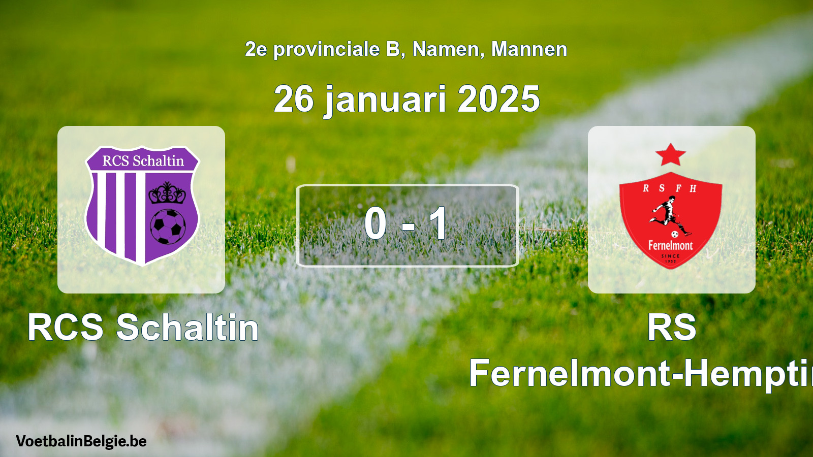 Match joué football hommes: RCS Schaltin - RS Fernelmont-Hemptinne 0 - 1 (26 janvier 2025)