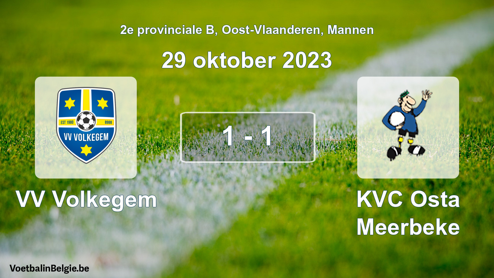 Gespeelde wedstrijd mannenvoetbal: VV Volkegem - KVC Osta Meerbeke 1 - 1 (29 oktober 2023)