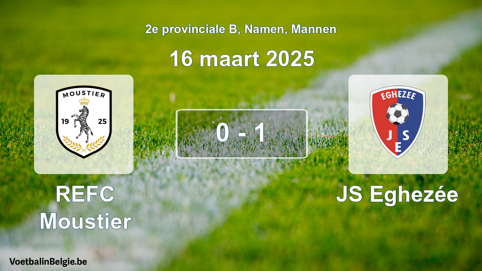 Gespeelde wedstrijd mannenvoetbal: REFC Moustier - JS Eghezée 0 - 1 (16 maart 2025)