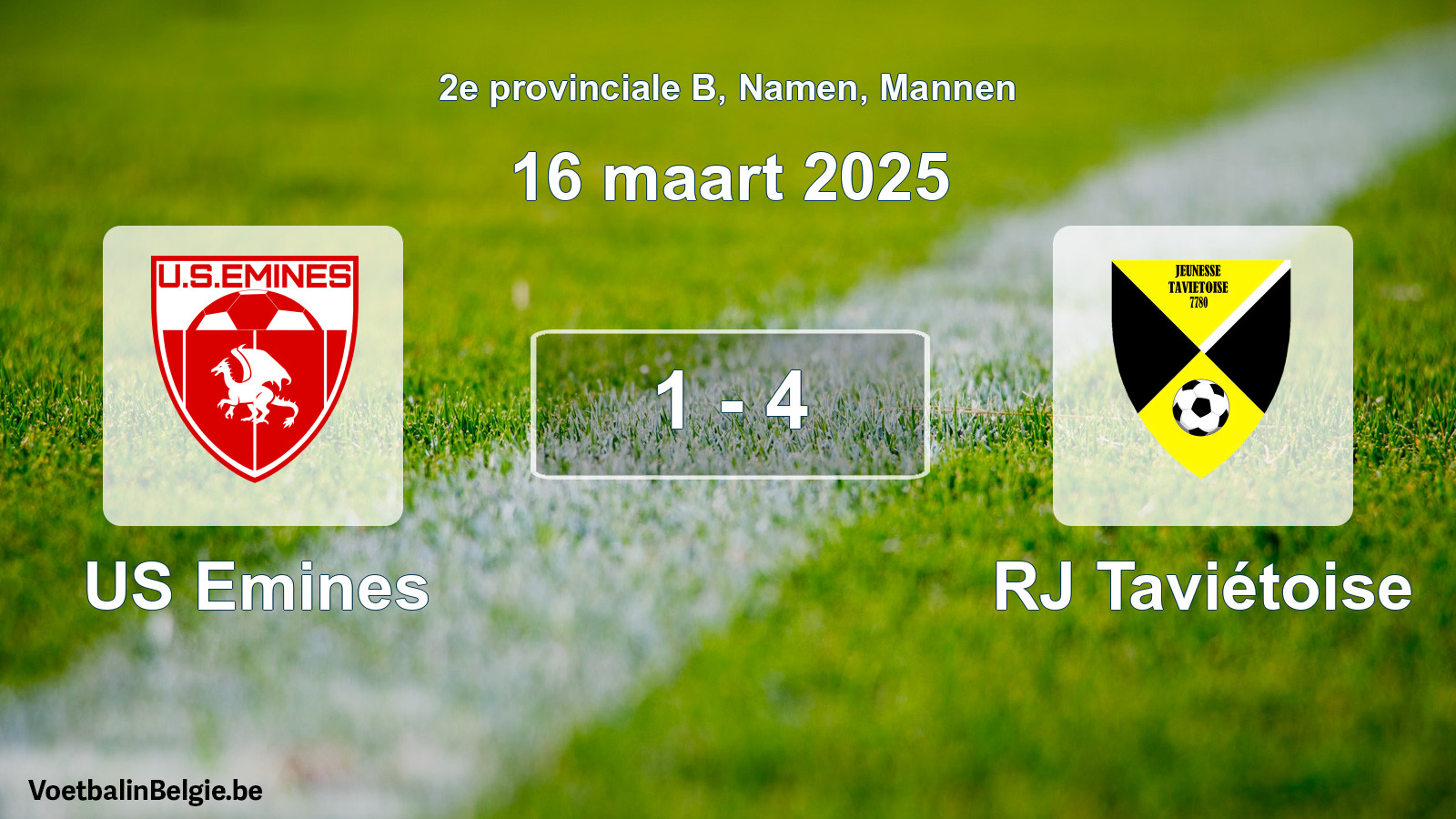 Gespeelde wedstrijd mannenvoetbal: US Emines - RJ Taviétoise 1 - 4 (16 maart 2025)