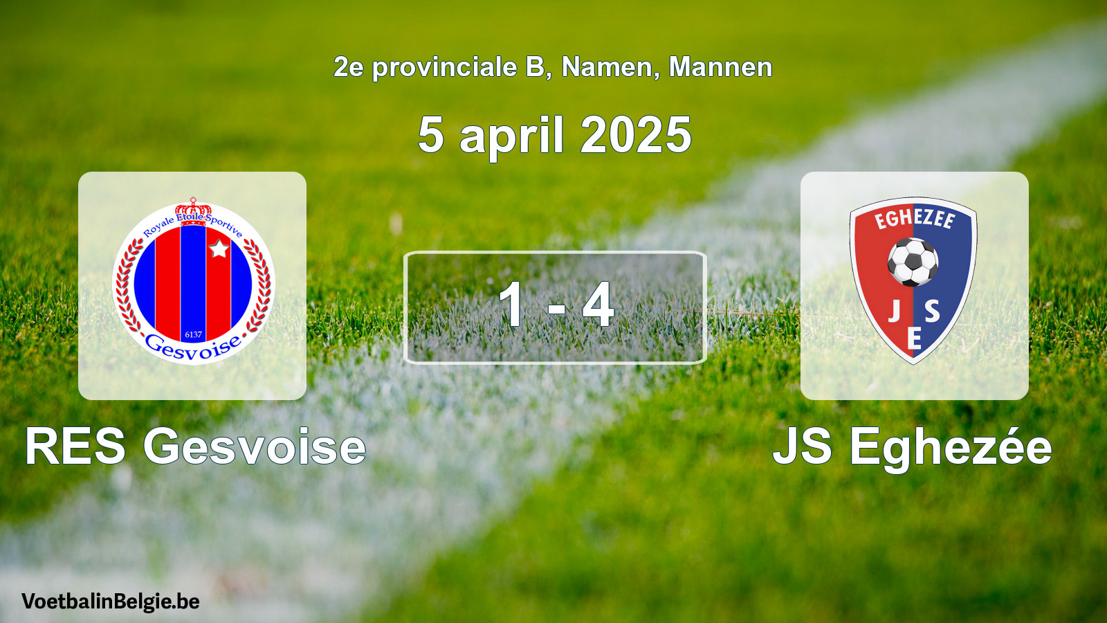 Gespeelde wedstrijd mannenvoetbal: RES Gesvoise - JS Eghezée 1 - 4 (5 april 2025)