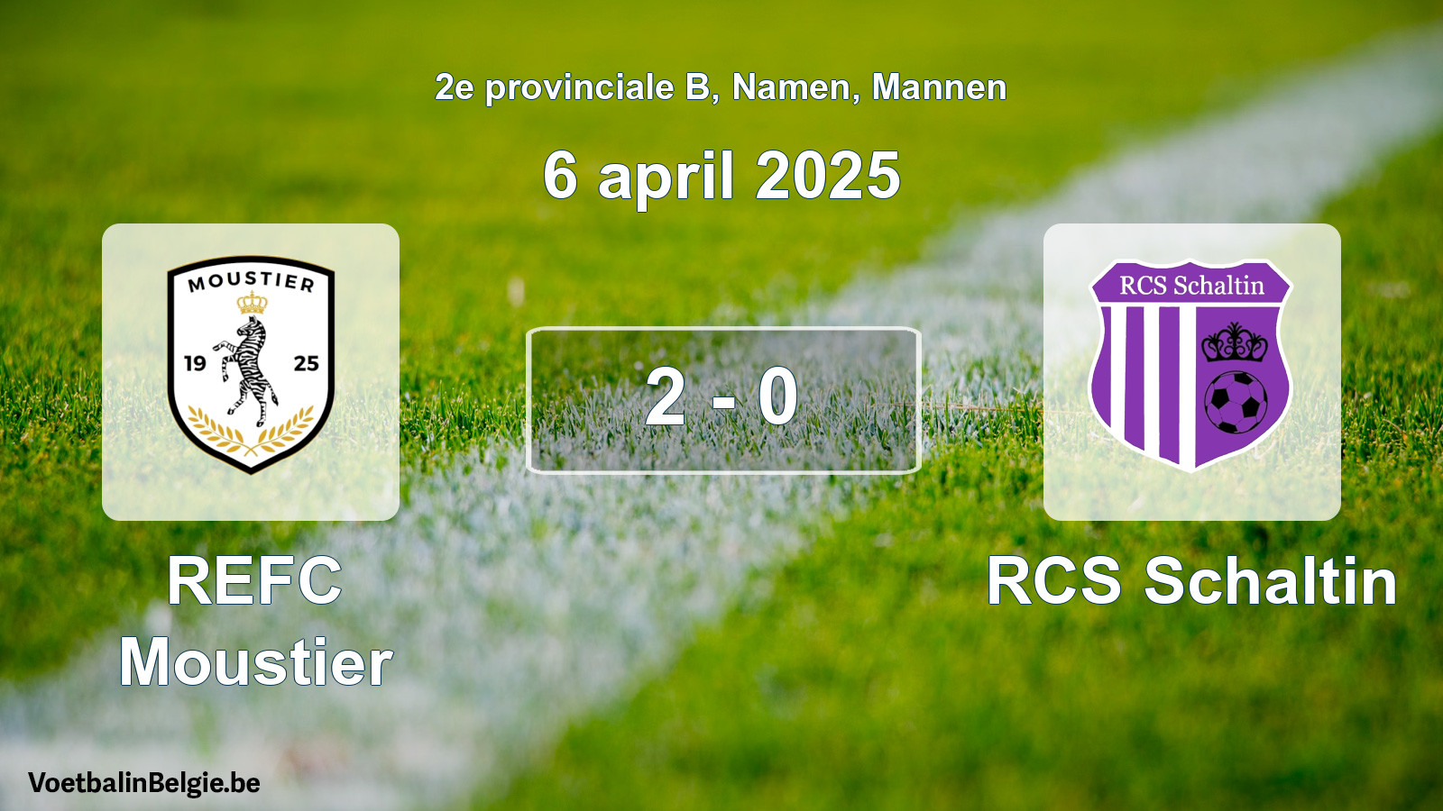 Gespeelde wedstrijd mannenvoetbal: REFC Moustier - RCS Schaltin 2 - 0 (6 april 2025)