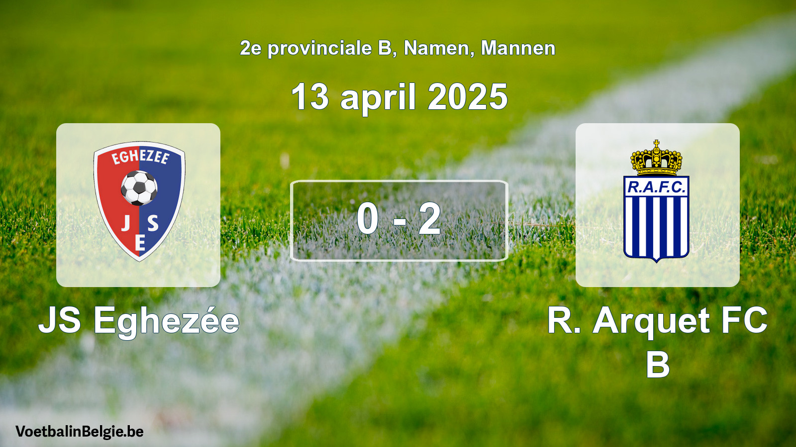 Gespeelde wedstrijd mannenvoetbal: JS Eghezée - R. Arquet FC B 0 - 2 (13 april 2025)