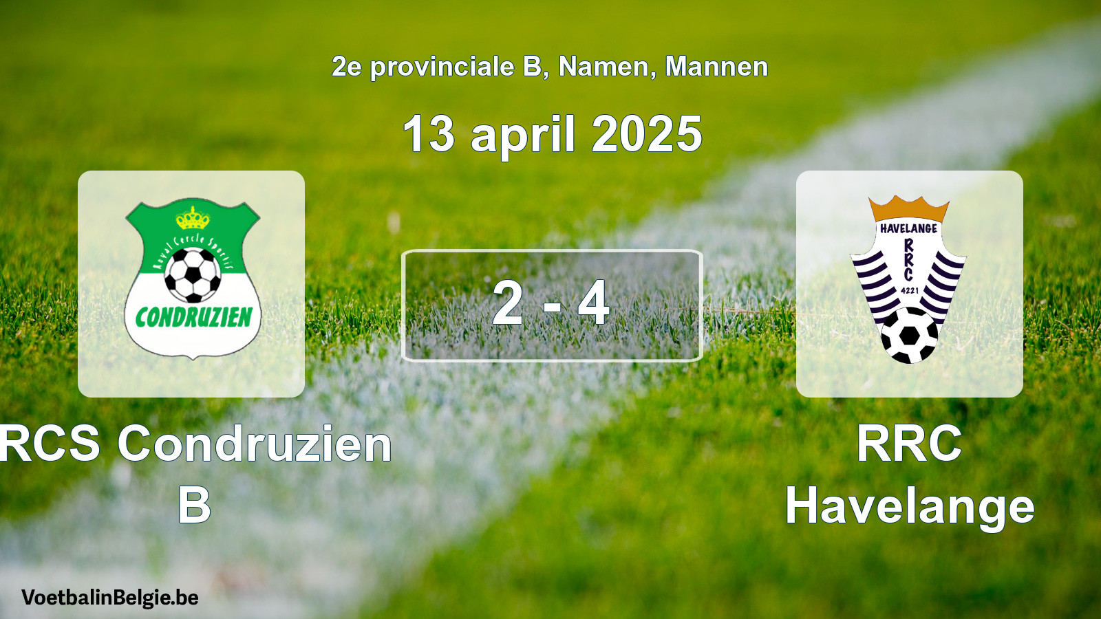 Gespeelde wedstrijd mannenvoetbal: RCS Condruzien B - RRC Havelange 2 - 4 (13 april 2025)