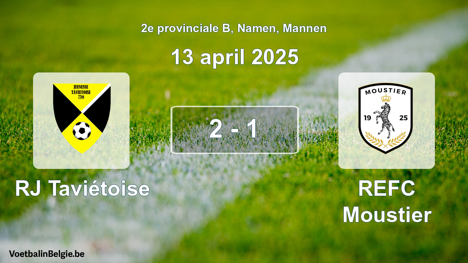 Gespeelde wedstrijd mannenvoetbal: RJ Taviétoise - REFC Moustier 2 - 1 (13 april 2025)