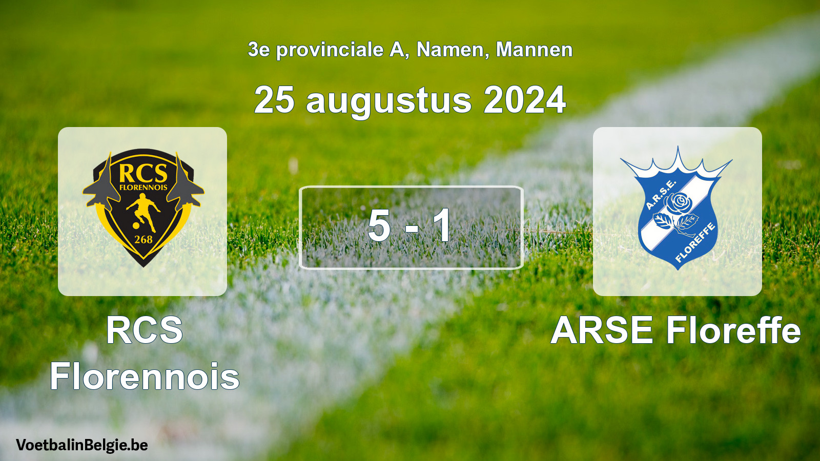 Gespeelde wedstrijd mannenvoetbal: RCS Florennois - ARSE Floreffe 5 - 1 (25 augustus 2024)