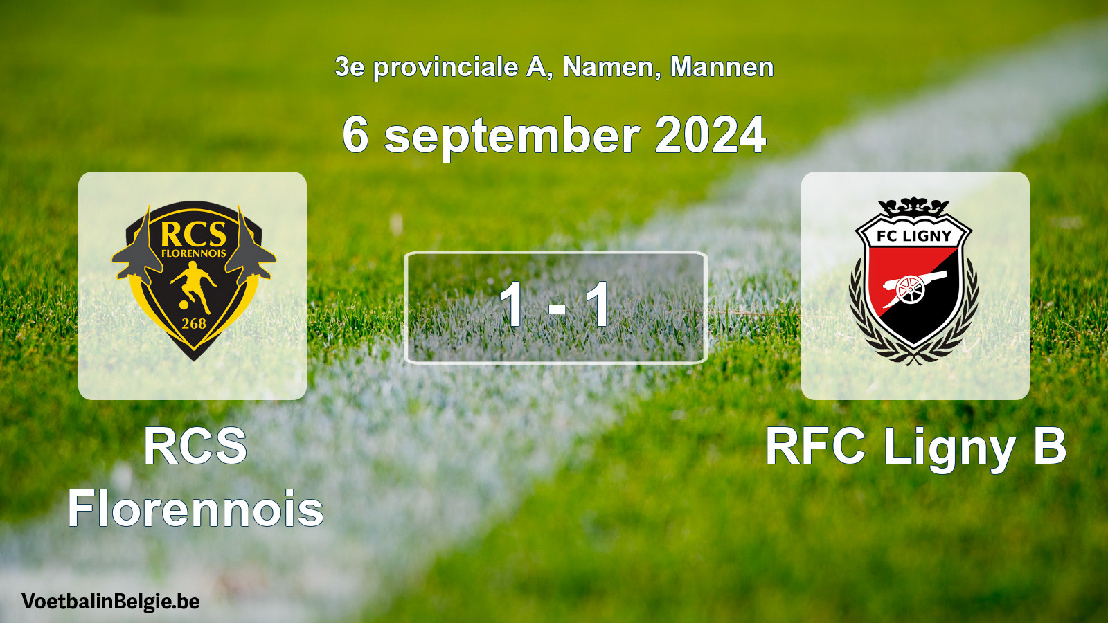 Gespeelde wedstrijd mannenvoetbal: RCS Florennois - RFC Ligny B 1 - 1 (6 september 2024)