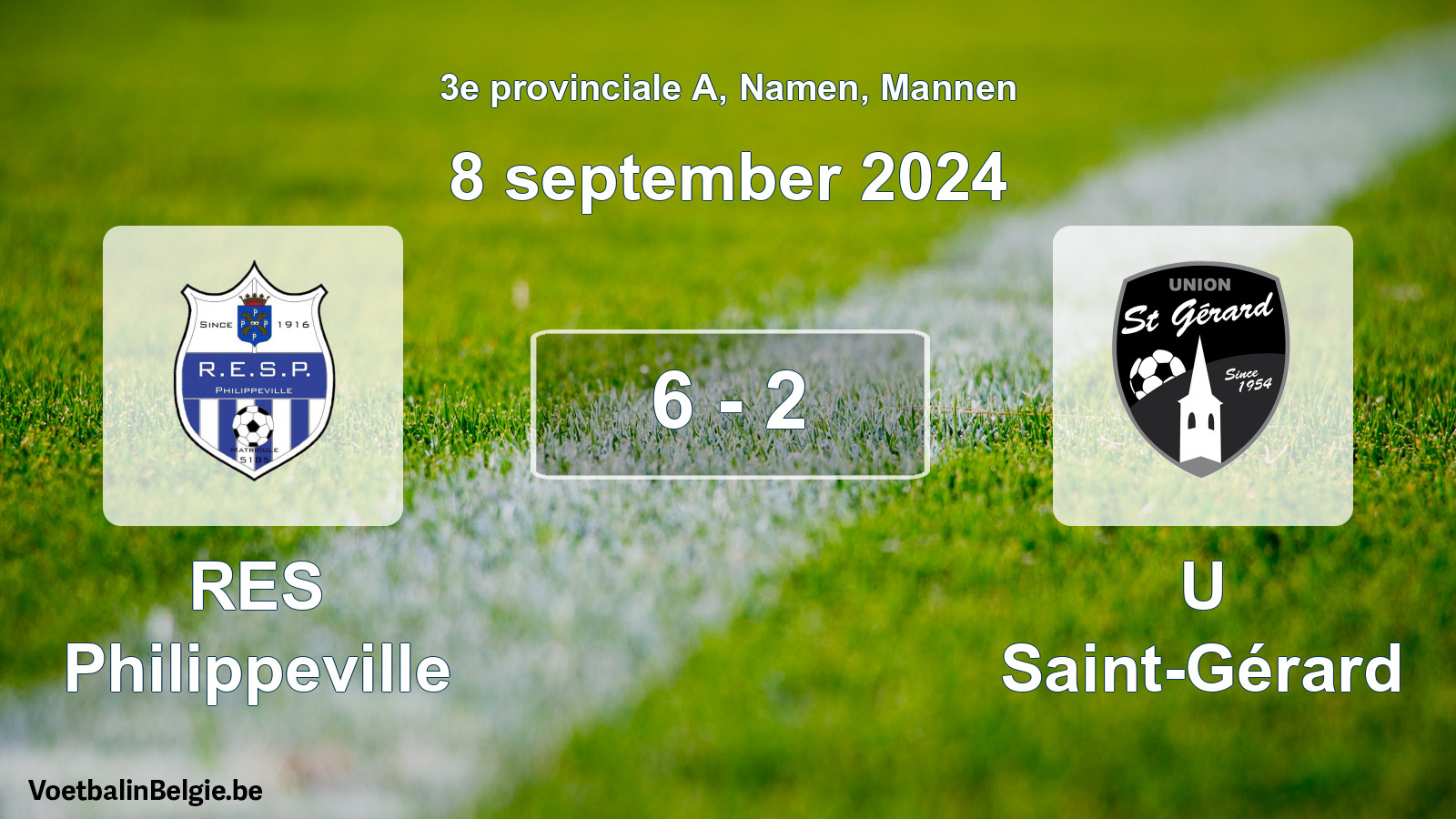 Gespeelde wedstrijd mannenvoetbal: RES Philippeville - U Saint-Gérard 6 - 2 (8 september 2024)