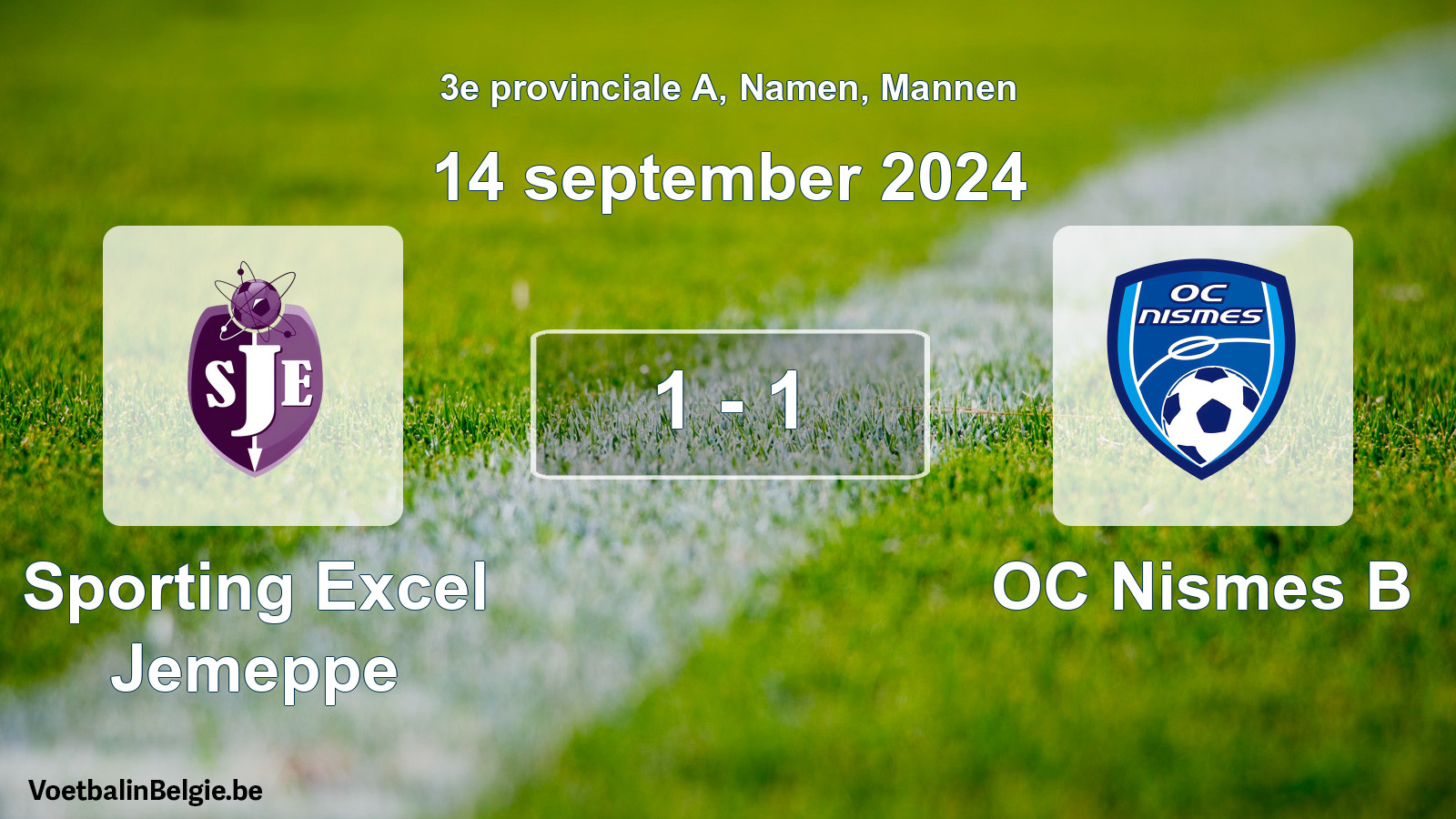 Gespeelde wedstrijd mannenvoetbal: Sporting Excel Jemeppe - OC Nismes B 1 - 1 (14 september 2024)