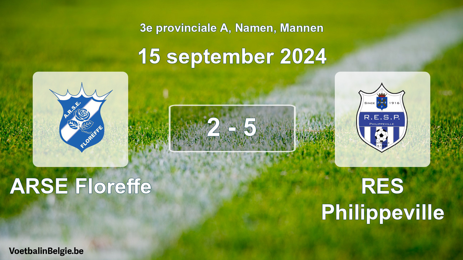 Played match men football: ARSE Floreffe - RES Philippeville 2 - 5 (15 September 2024)