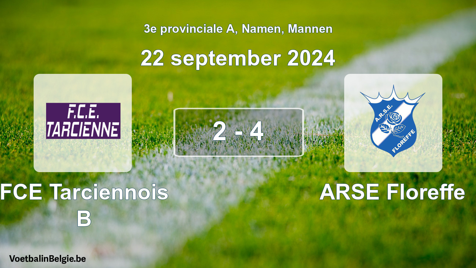 Gespeelde wedstrijd mannenvoetbal: FCE Tarciennois B - ARSE Floreffe 2 - 4 (22 september 2024)