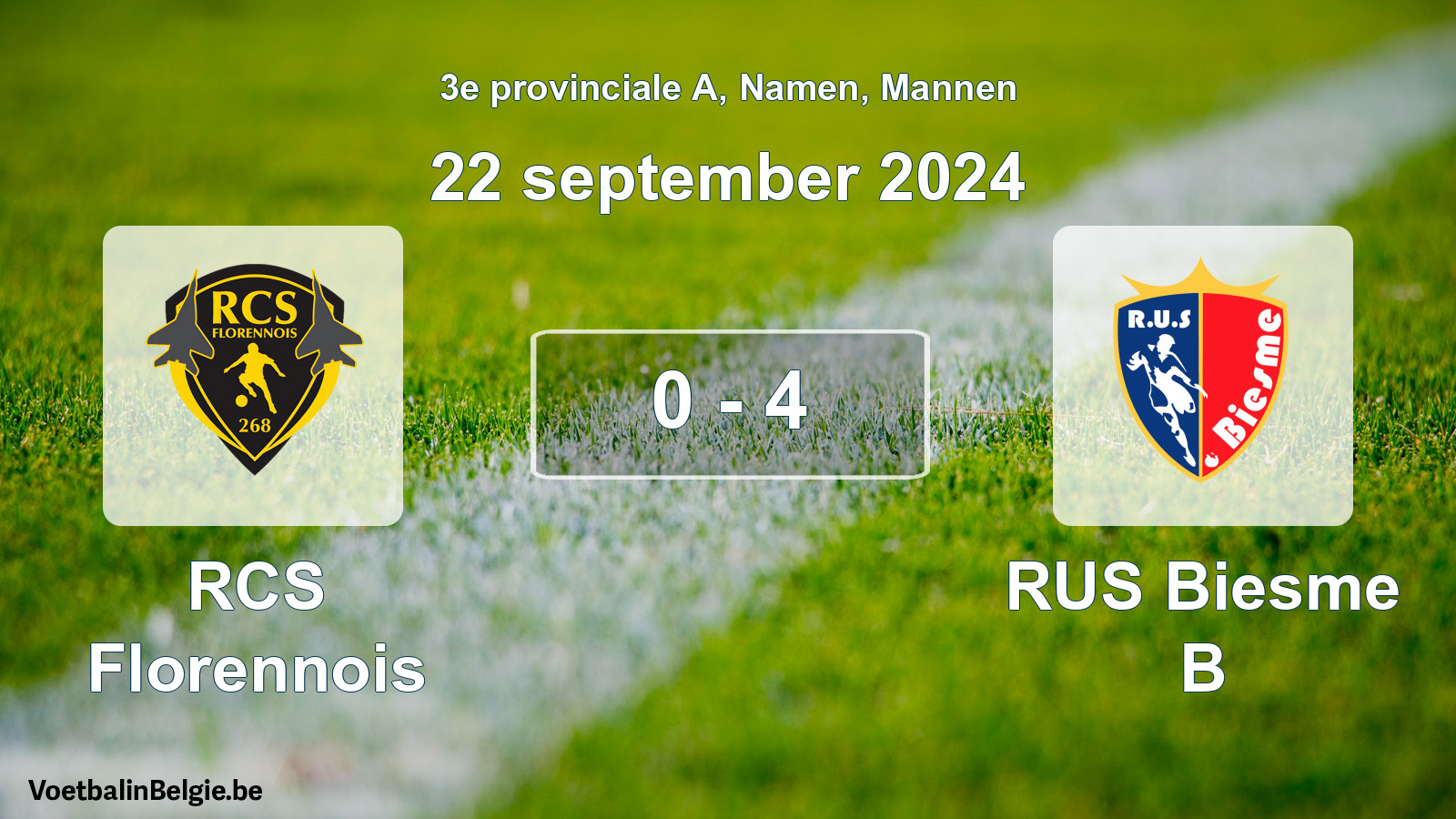 Gespeelde wedstrijd mannenvoetbal: RCS Florennois - RUS Biesme B 0 - 4 (22 september 2024)