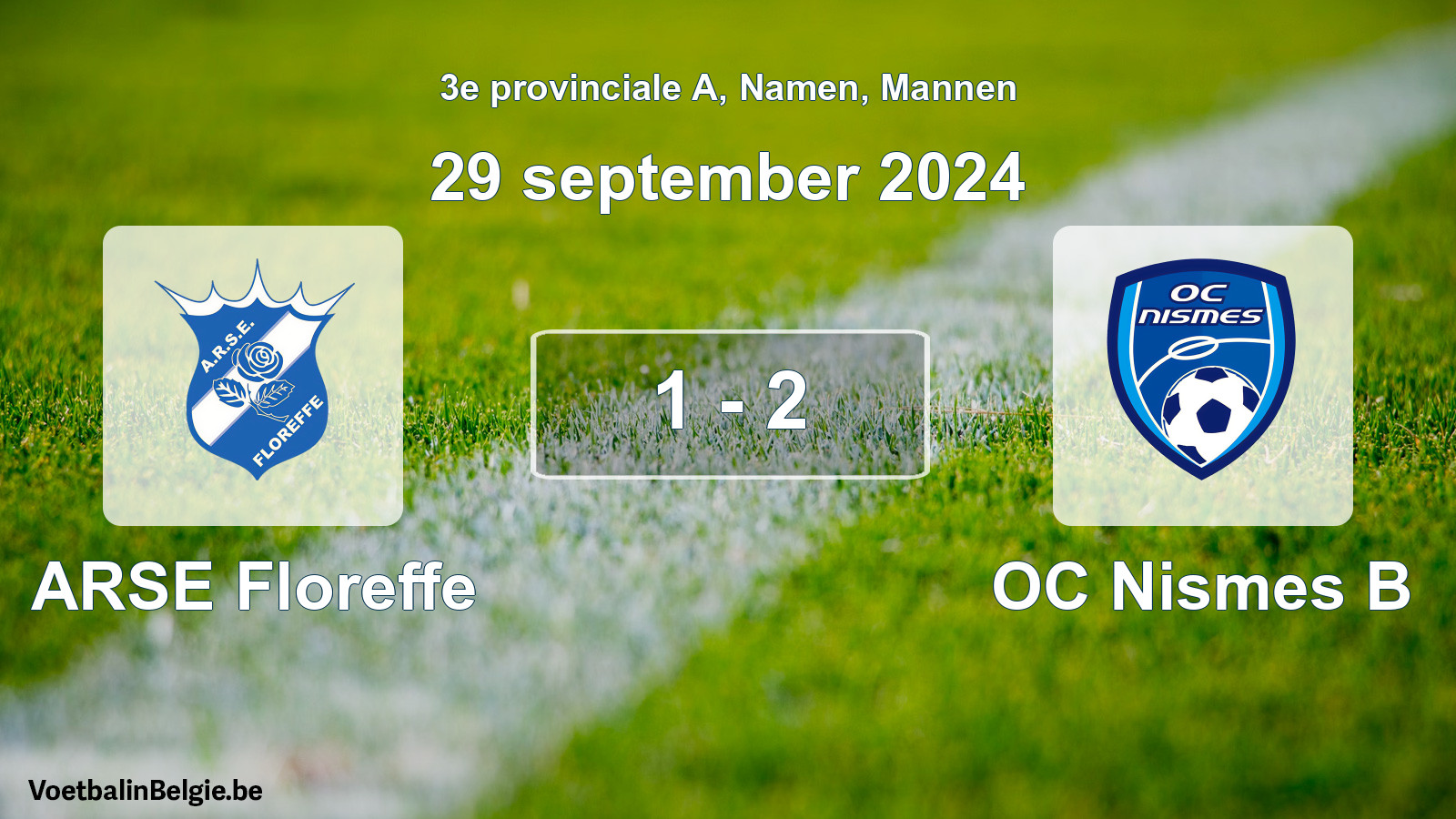 Gespeelde wedstrijd mannenvoetbal: ARSE Floreffe - OC Nismes B 1 - 2 (29 september 2024)