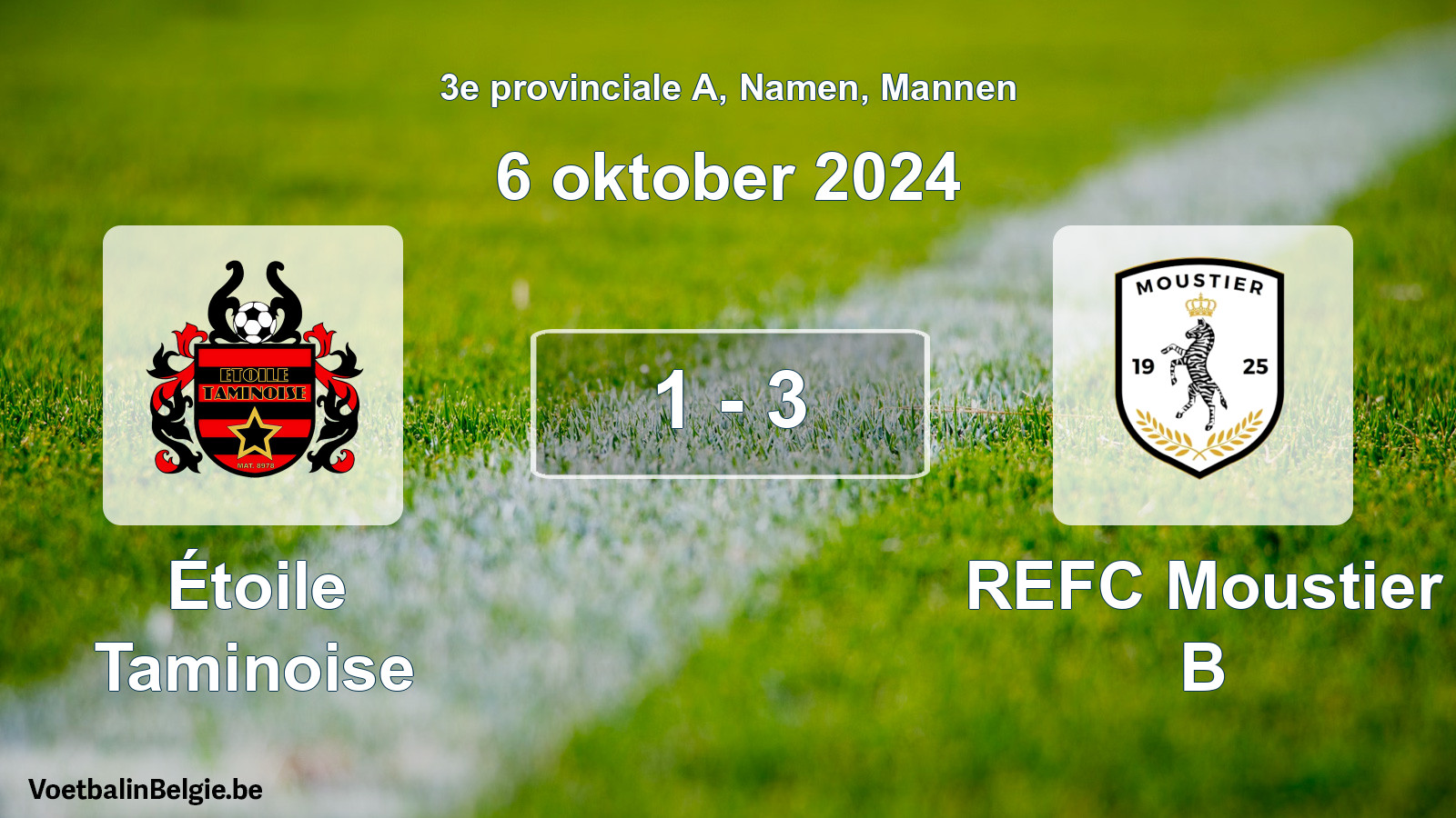 Gespeelde wedstrijd mannenvoetbal: Étoile Taminoise - REFC Moustier B 1 - 3 (6 oktober 2024)