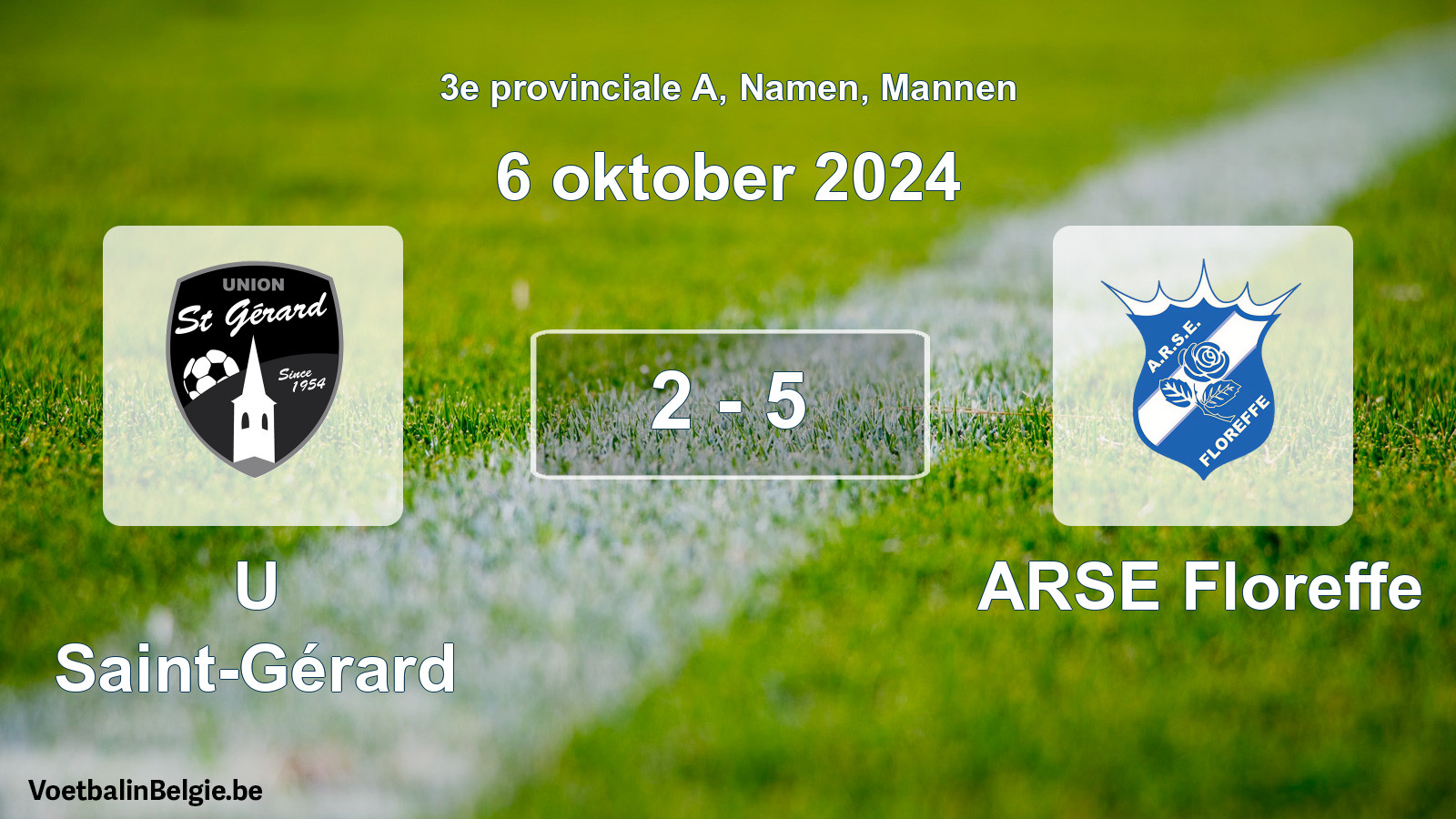 Gespeelde wedstrijd mannenvoetbal: U Saint-Gérard - ARSE Floreffe 2 - 5 (6 oktober 2024)