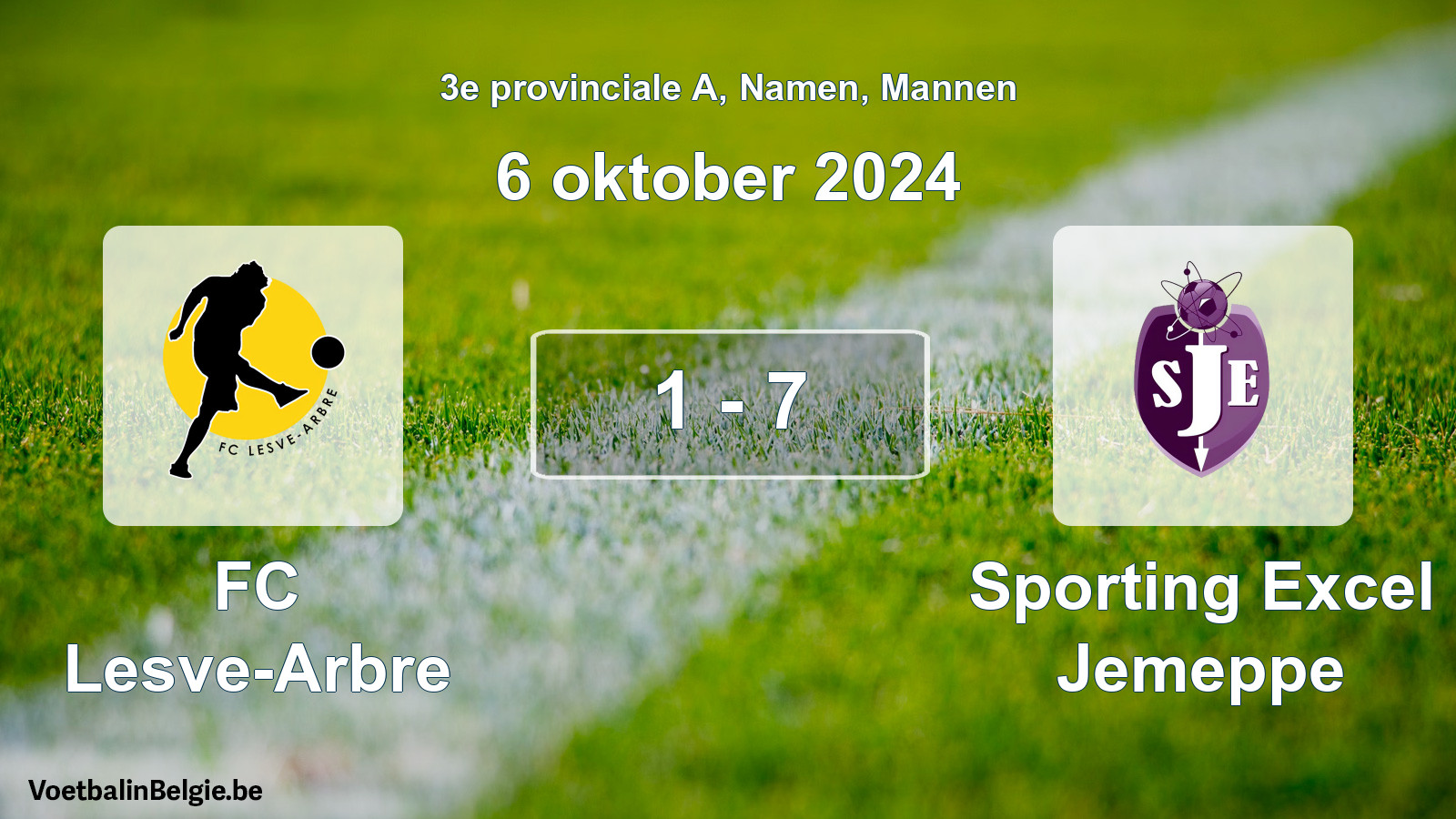Gespeelde wedstrijd mannenvoetbal: FC Lesve-Arbre - Sporting Excel Jemeppe 1 - 7 (6 oktober 2024)