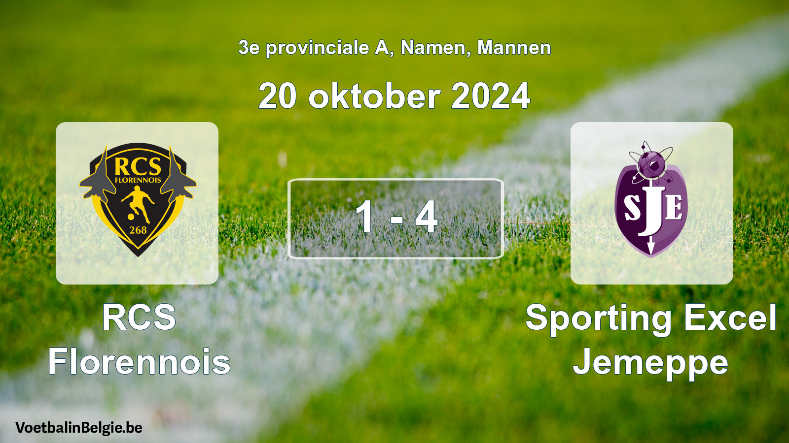 Gespeelde wedstrijd mannenvoetbal: RCS Florennois - Sporting Excel Jemeppe 1 - 4 (20 oktober 2024)