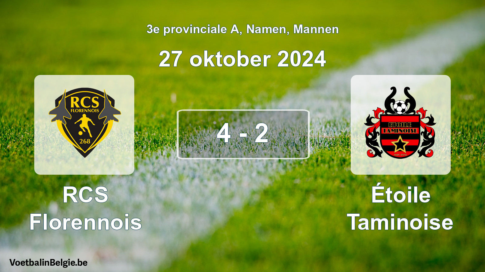 Gespeelde wedstrijd mannenvoetbal: RCS Florennois - Étoile Taminoise 4 - 2 (27 oktober 2024)