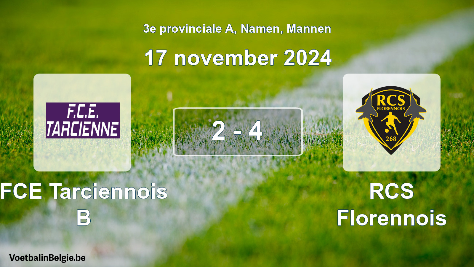 Gespeelde wedstrijd mannenvoetbal: FCE Tarciennois B - RCS Florennois 2 - 4 (17 november 2024)