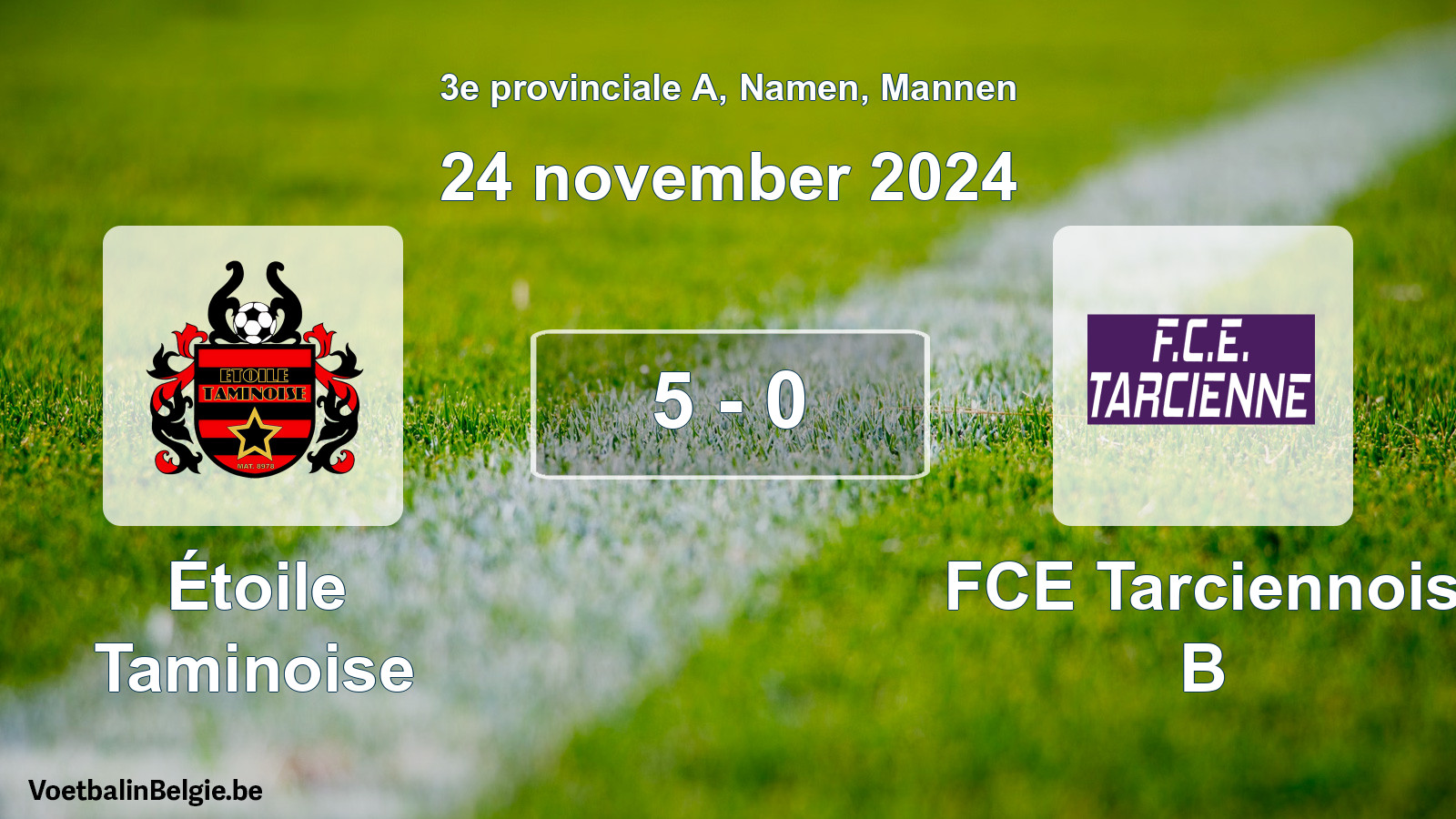 Gespieltes Spiel männer-Fußball: Étoile Taminoise - FCE Tarciennois B 5 - 0 (24 November 2024)