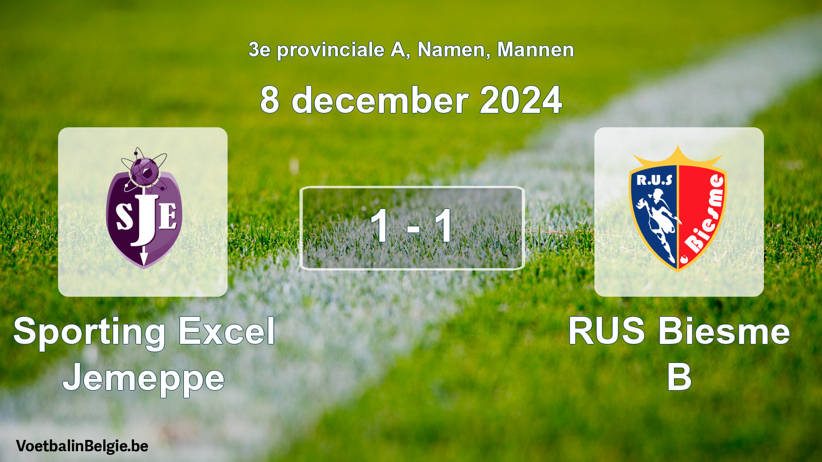 Gespeelde wedstrijd mannenvoetbal: Sporting Excel Jemeppe - RUS Biesme B 1 - 1 (8 december 2024)