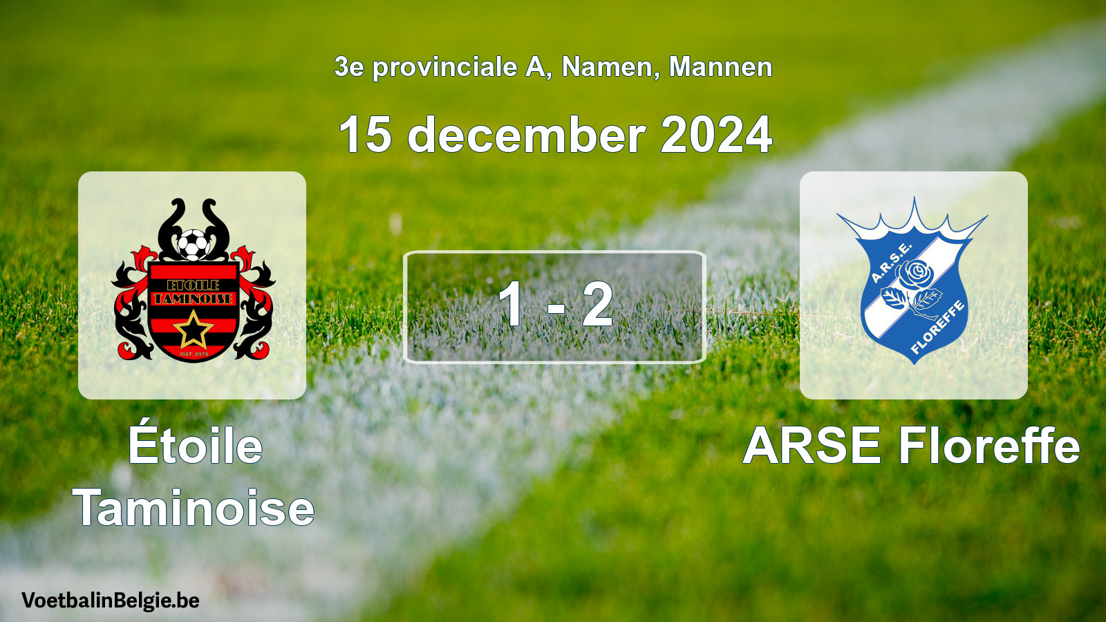 Gespeelde wedstrijd mannenvoetbal: Étoile Taminoise - ARSE Floreffe 1 - 2 (15 december 2024)
