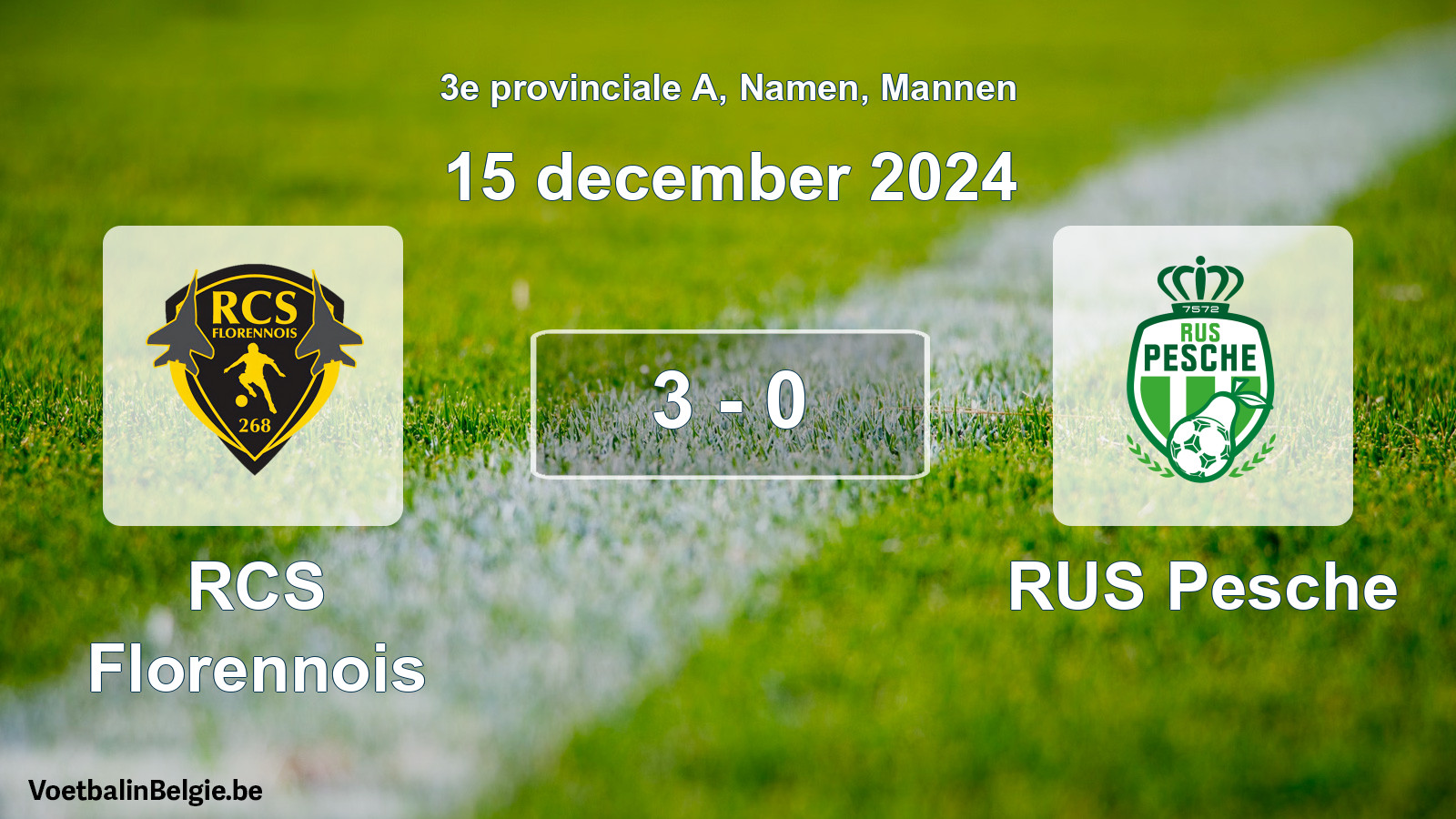 Gespeelde wedstrijd mannenvoetbal: RCS Florennois - RUS Pesche 3 - 0 (15 december 2024)
