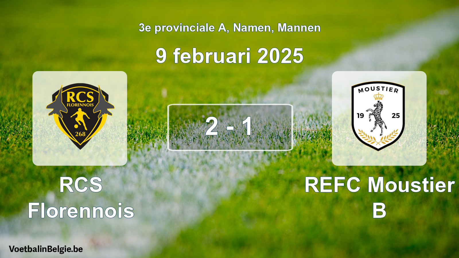 Gespeelde wedstrijd mannenvoetbal: RCS Florennois - REFC Moustier B 2 - 1 (9 februari 2025)
