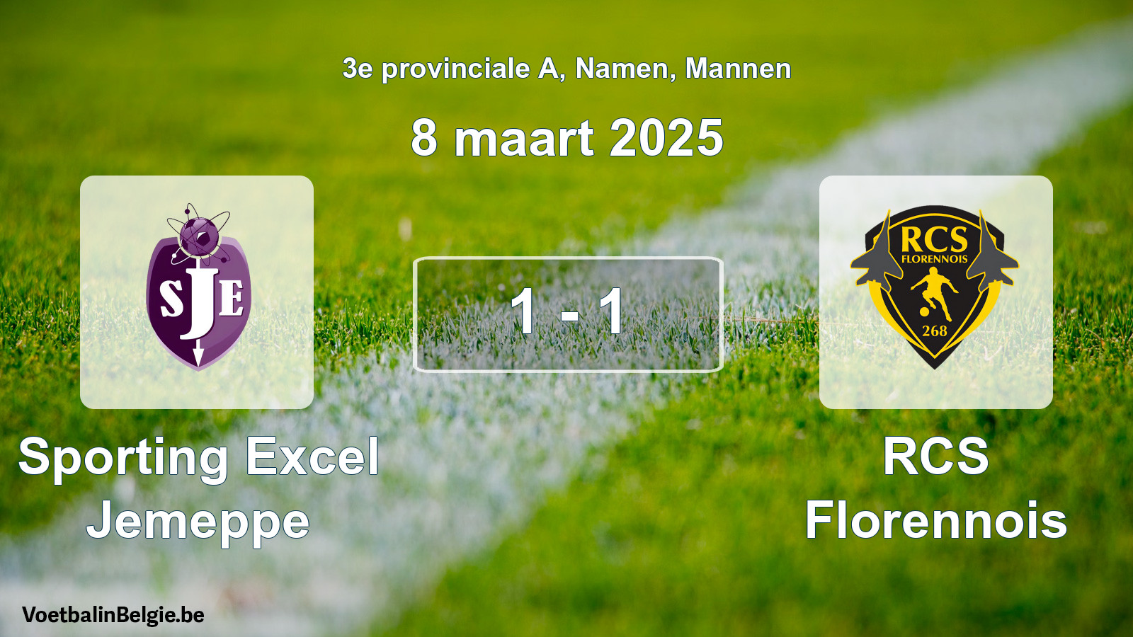 Gespeelde wedstrijd mannenvoetbal: Sporting Excel Jemeppe - RCS Florennois 1 - 1 (8 maart 2025)