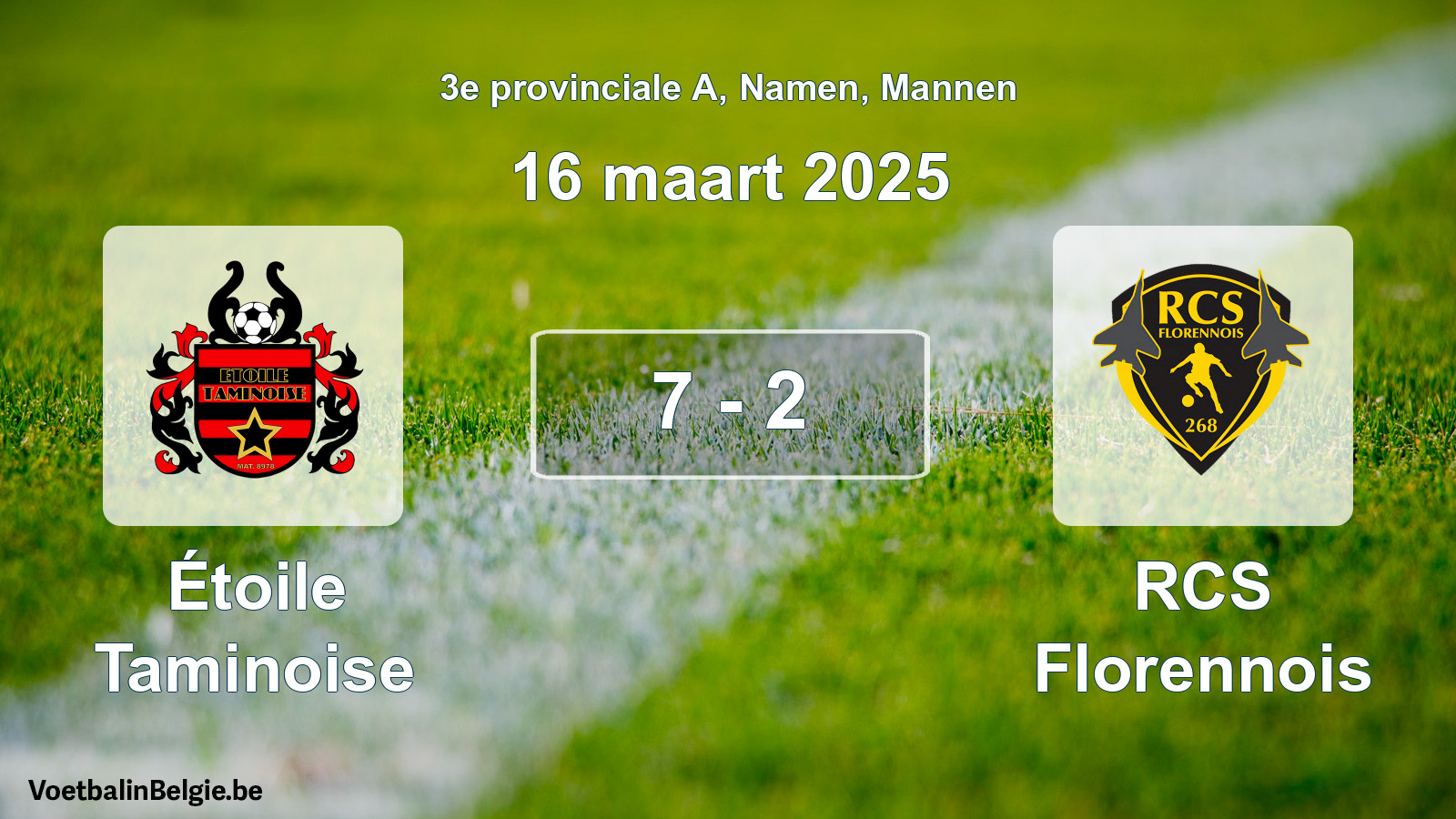 Gespeelde wedstrijd mannenvoetbal: Étoile Taminoise - RCS Florennois 7 - 2 (16 maart 2025)