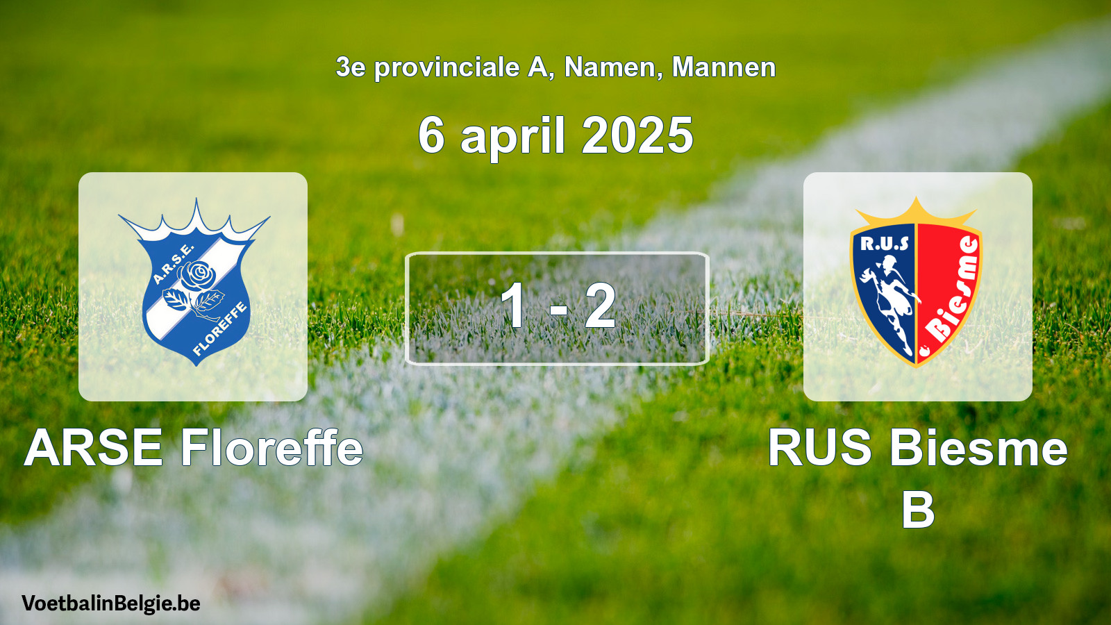Gespeelde wedstrijd mannenvoetbal: ARSE Floreffe - RUS Biesme B 1 - 2 (6 april 2025)