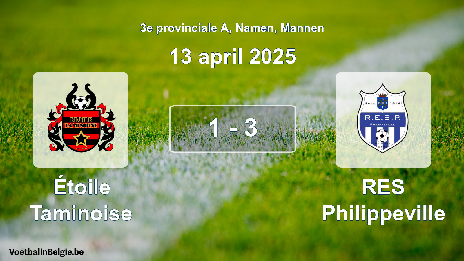 Gespeelde wedstrijd mannenvoetbal: Étoile Taminoise - RES Philippeville 1 - 3 (13 april 2025)